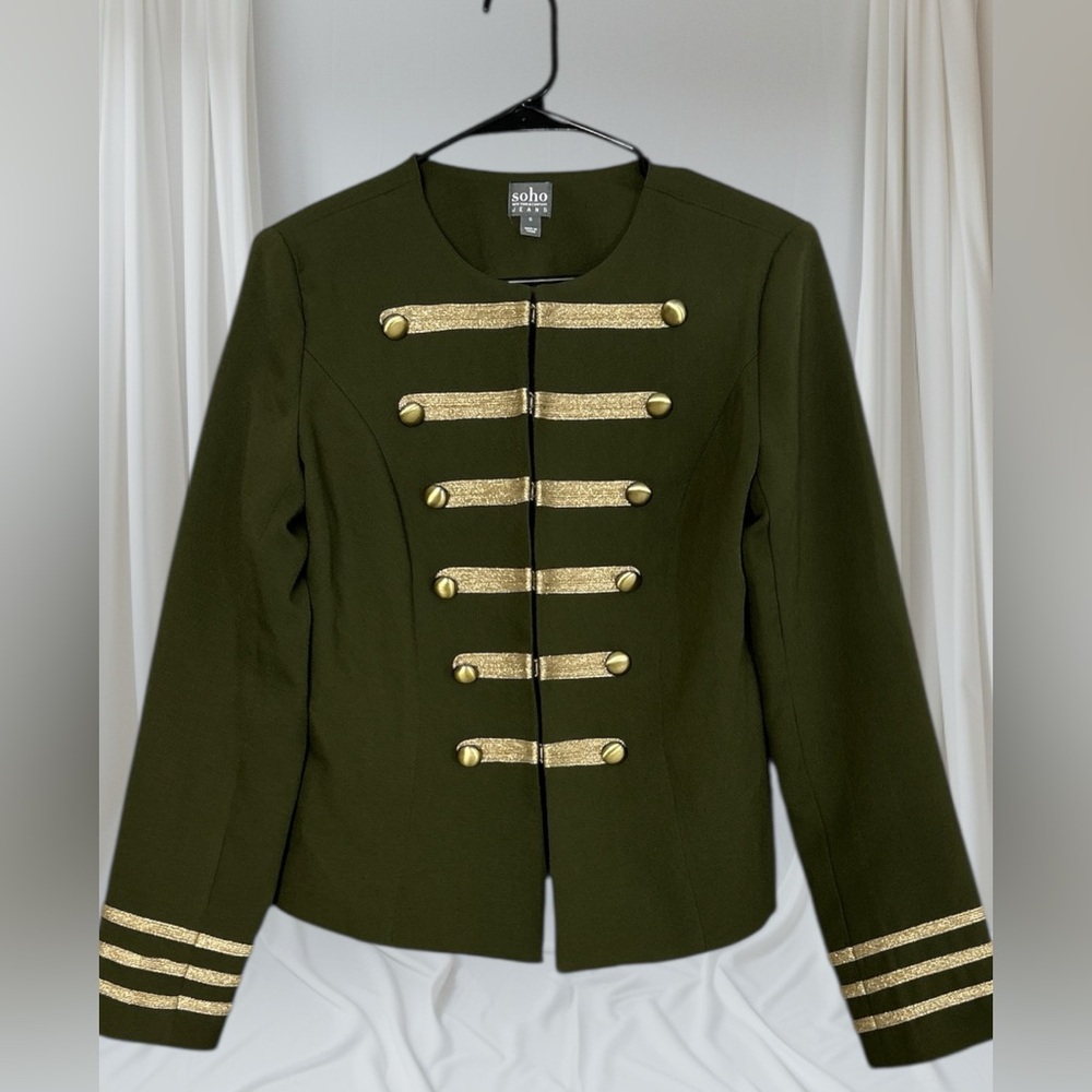 New York & Company Dark Green Blazer with Gold Details